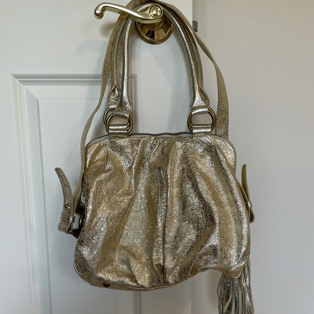 J. Crew Collection Jamie Gold Leather Purse
